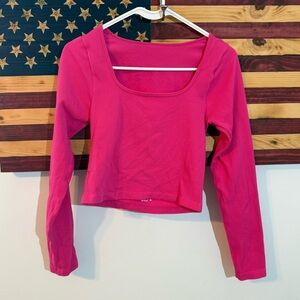 OQQ Hot Pink Ribbed  Crop Top